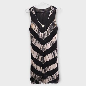 Jones NY Womens Dress Sz 10 Silk Black White Stripes Sleeveless Dressy Classicor